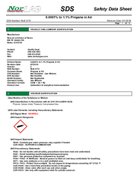Thumbnail of document Data Sheet - Propane Calibration Gas 1978